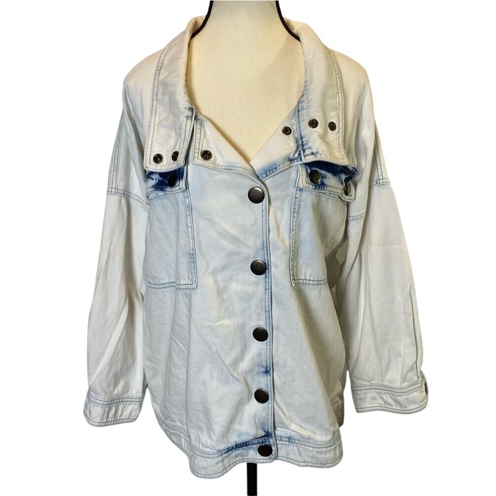 CAbi Drew Jacket Fade Wash Oversized Denim Jacket Women's Size Small # 5853